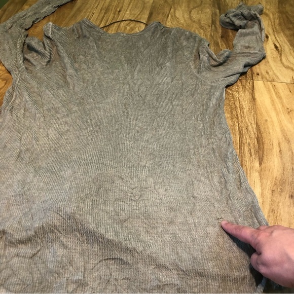 Knox Rose Grey Green Burnout Fade Front Tie Long Sleeve Womens Shirt Large PICS - Picture 6 of 10